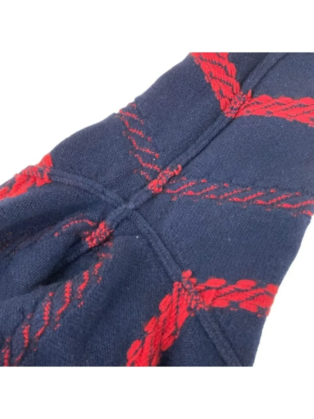 Chanel Long Sleeve Sweater S White Navy Red Cashmere